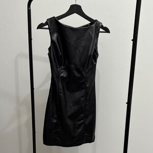 Micas Faux Patent Leather Sleeveless Mini Dress